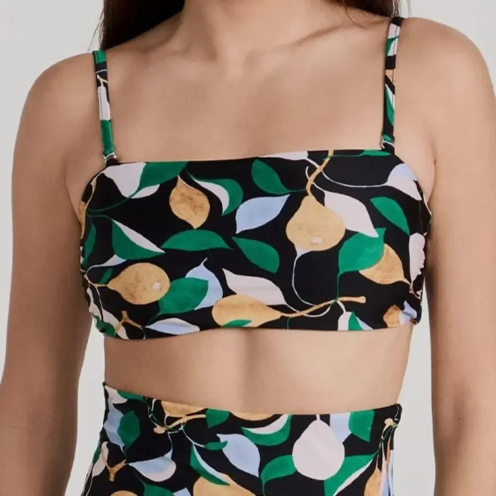 LA DOUBLEJ 3-Way Bandeau Swim Top Orchard Print XL US 10 Made In Italy